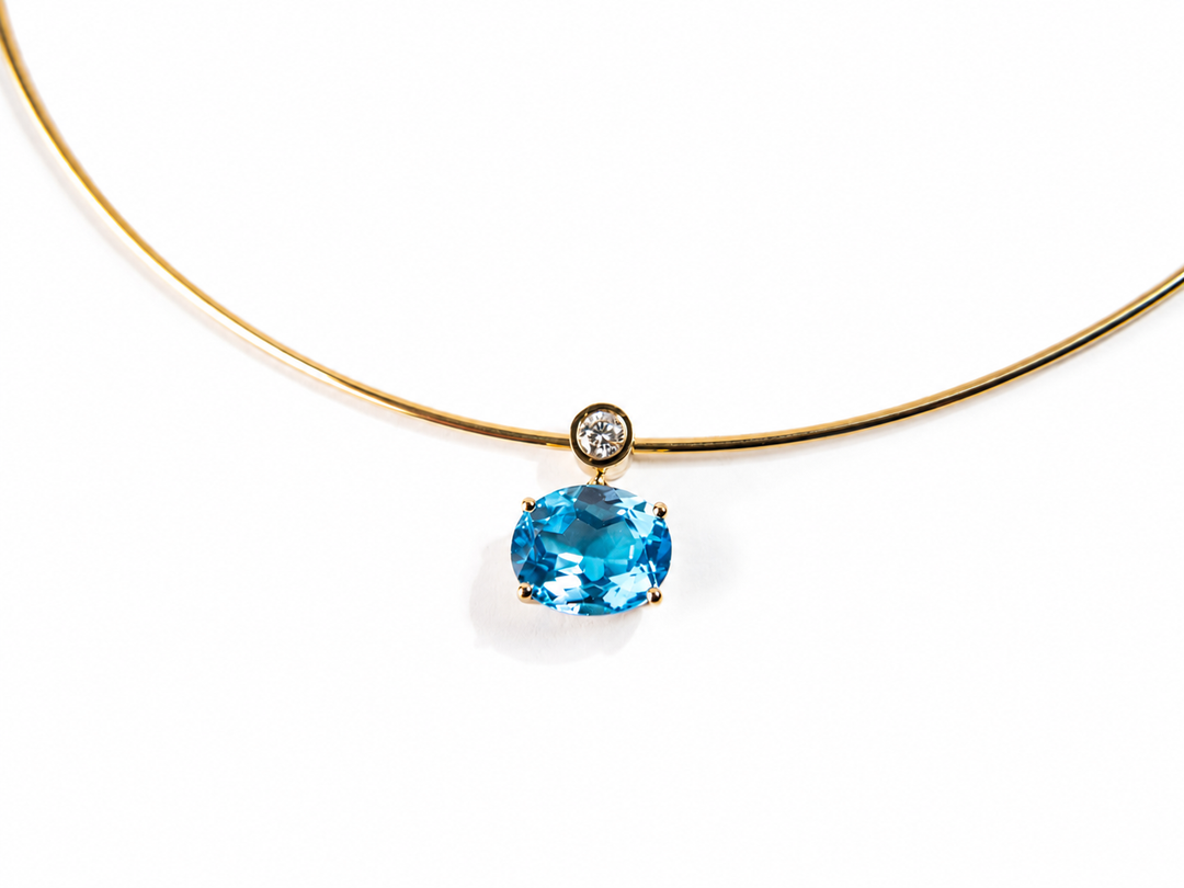 Elara Necklace (Light Blue) Oval