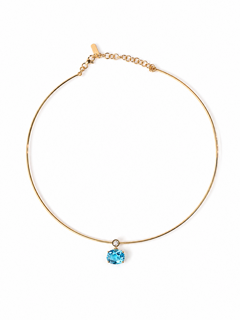 Elara Necklace (Light Blue) Oval